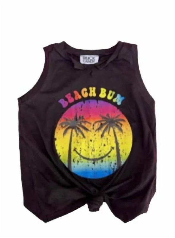 unique women’s dresses for special events -Girls Beach Bum Knot Tank Top In Black