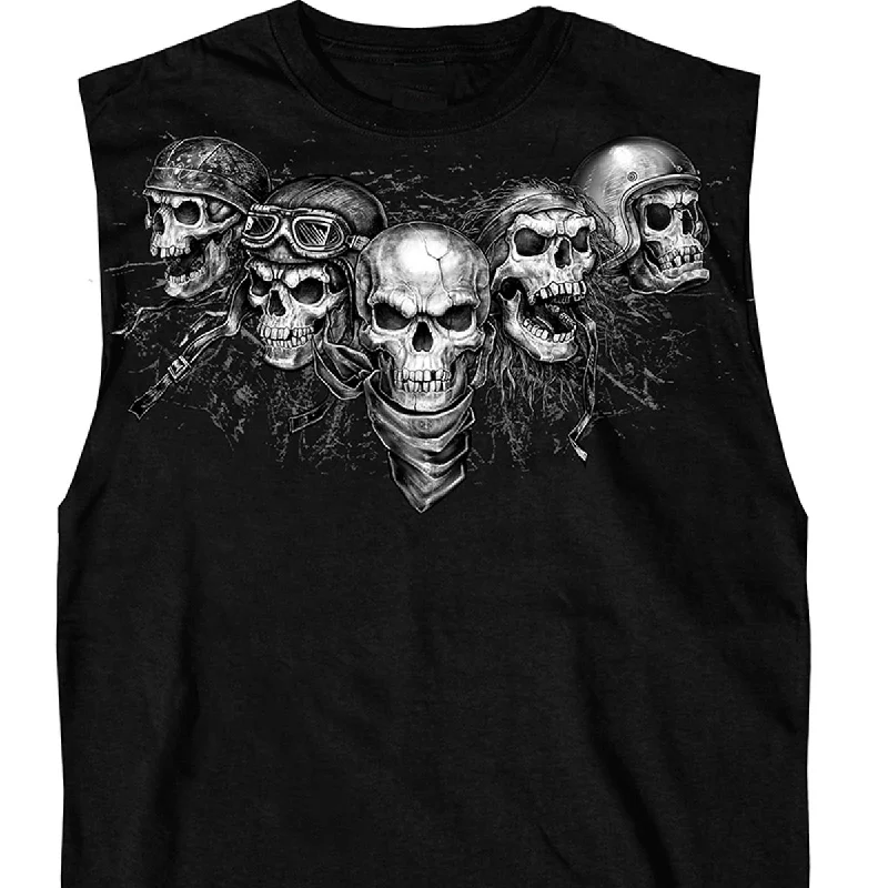 bohemian women’s clothing for festivals -Hot Leathers GMT3423 Men’s Five Skull Sleeveless Shooter Black Tank Top Shirt