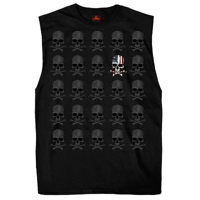 comfortable women’s clothing for lounging -Hot Leathers GMT3440 Men’s Shooter Skull Pattern Sleeveless Black Tank Top Shirt