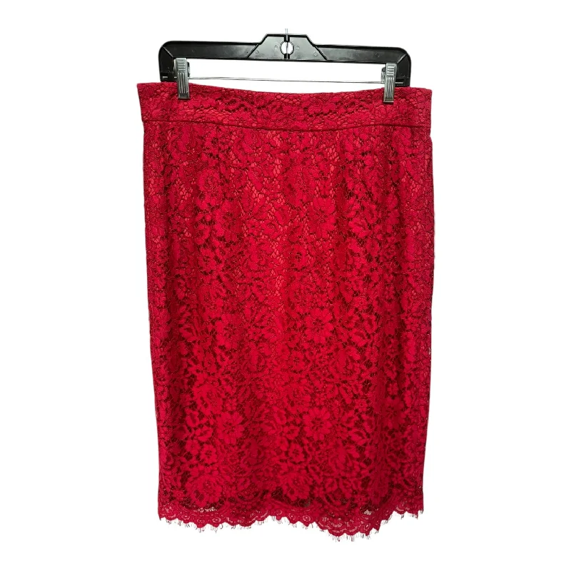 trendy women’s clothing for formal events -Lace Skirt Midi By J. Crew In Red, Size: 12