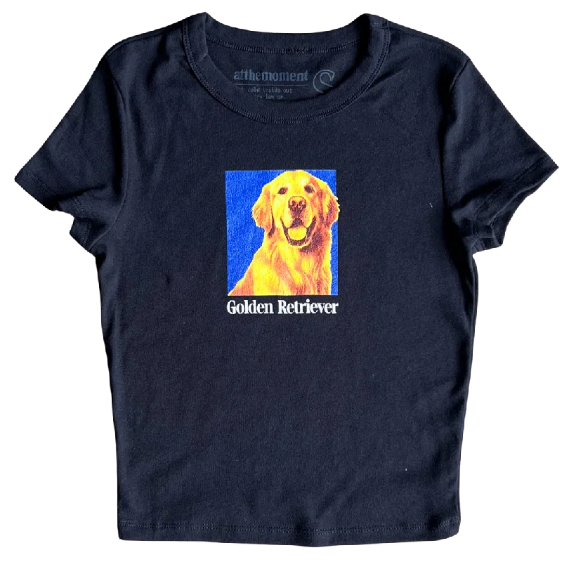 casual summer clothing for women -Golden Retriever Smile Women's Baby Rib