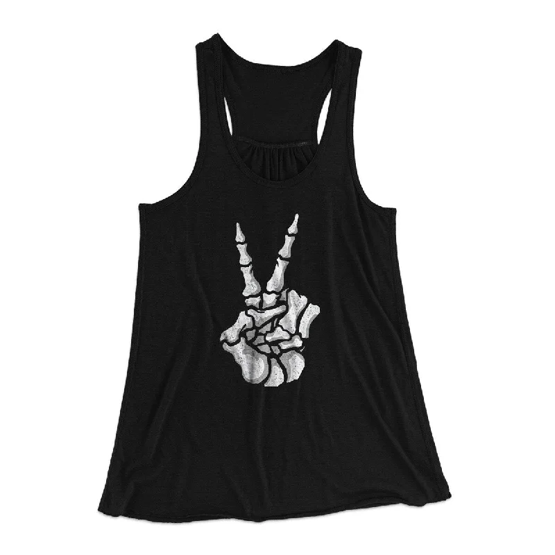 casual and chic women’s clothing sets -Peace Skeleton Hand Women's Flowey Racerback Tank Top