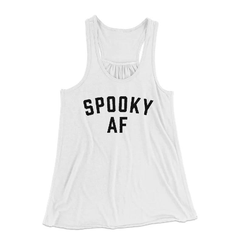 trendy dresses for women’s brunch dates -Spooky AF Women's Flowey Tank Top