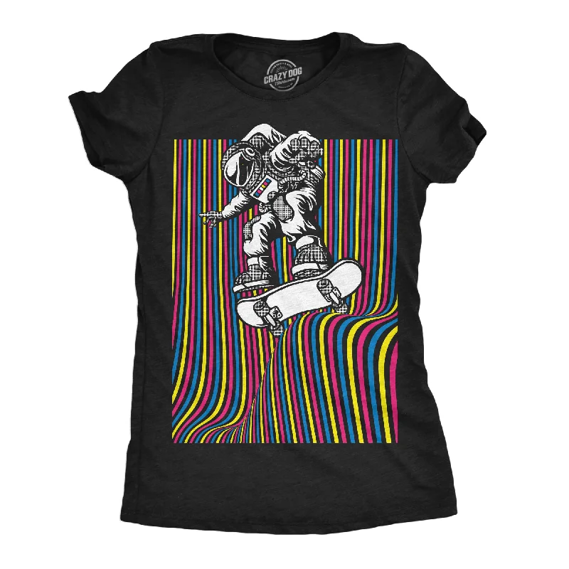 best women’s outfits for office wear -Womens Astronaut Skater Funny T Shirt Skateboard Graphic Tee For Ladies