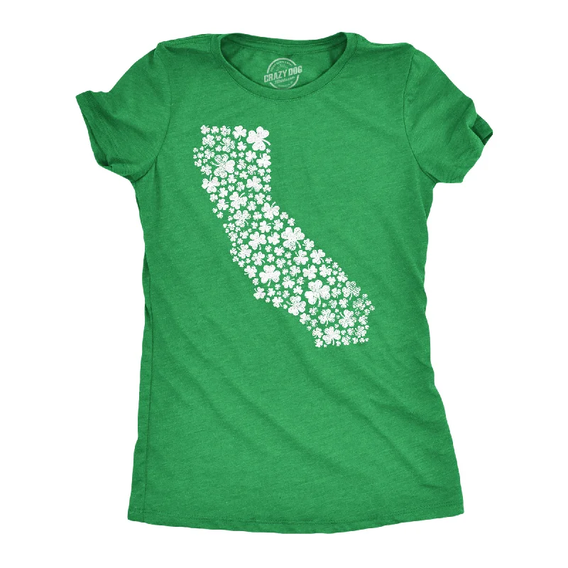 elegant women’s evening wear for parties -Womens California State Clovers T Shirt Funny St Pattys Day Parade Shamrocks Lovers Tee For Ladies