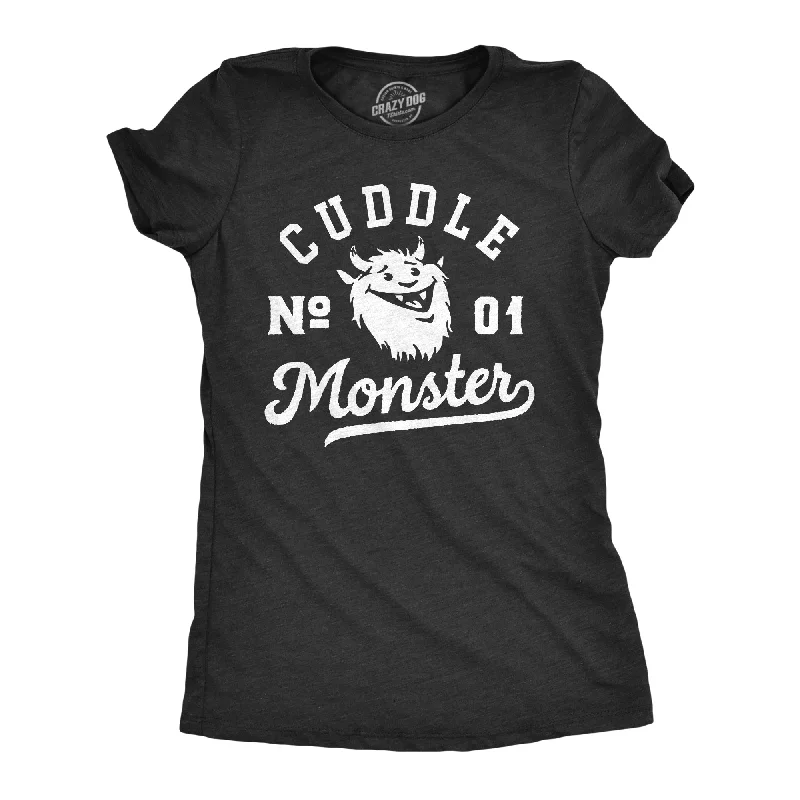 boho-chic women’s clothing for summer -Womens Cuddle Monster T Shirt Funny Snuggling Hugging Joke Tee For Ladies