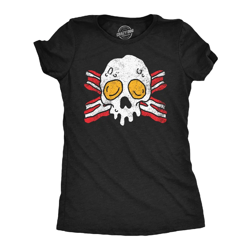 fashionable women’s jackets for winter -Womens Funny T Shirts Bacon And Eggs Skull Breakfast Graphic Tee For Ladies