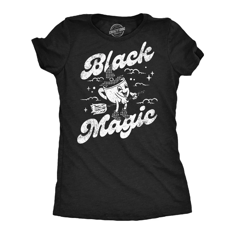 stylish women’s dresses for evening parties -Womens Funny T Shirts Black Magic Sarcastic Coffee Graphic Tee For Ladies