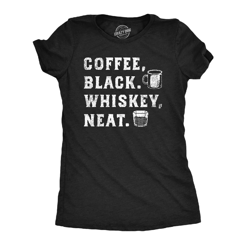 fashionable women’s jackets for winter -Womens Funny T Shirts Coffee Black Whiskey Neat Drinking Tee For Ladies