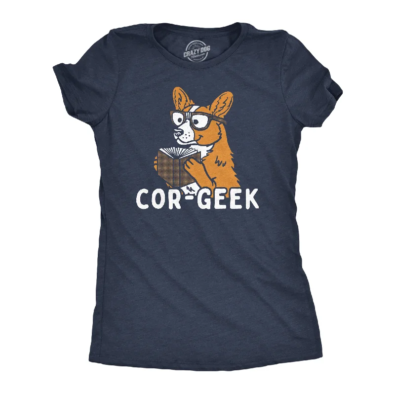 casual clothes for women’s weekend style -Womens Funny T Shirts Cor Geek Sarcastic Corgi Graphic Tee For Ladies