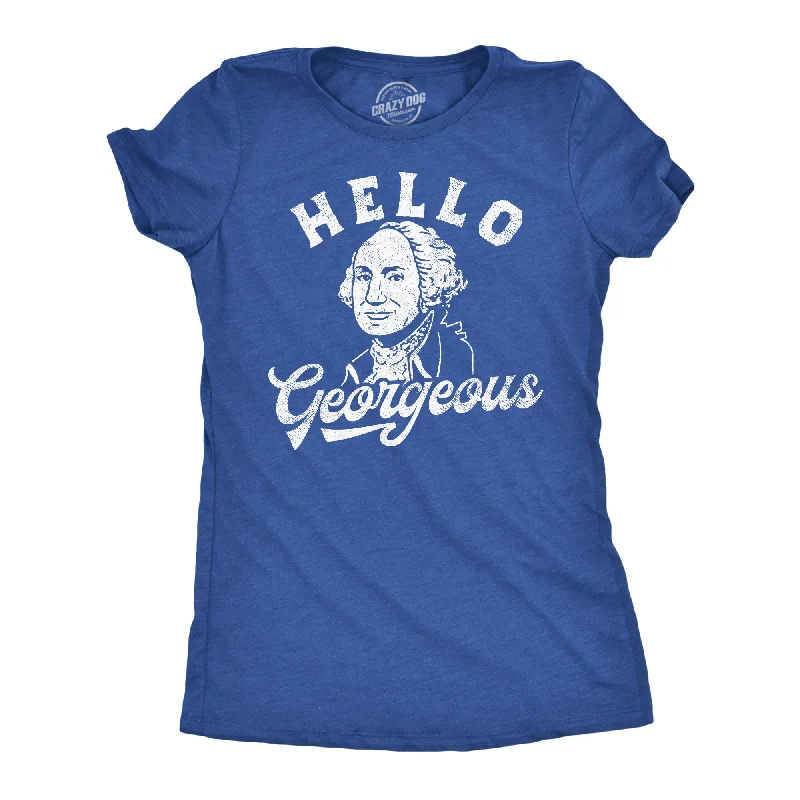 stylish women’s outerwear for winter -Womens Funny T Shirts Hello Georgeous Sarcastic George Washington Graphic Tee For Ladies