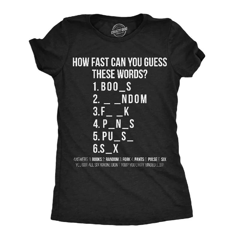 best fall clothing for women -Womens Funny T Shirts How Fast Can You Guess These Words Sarcastic Adult Tee For Ladies