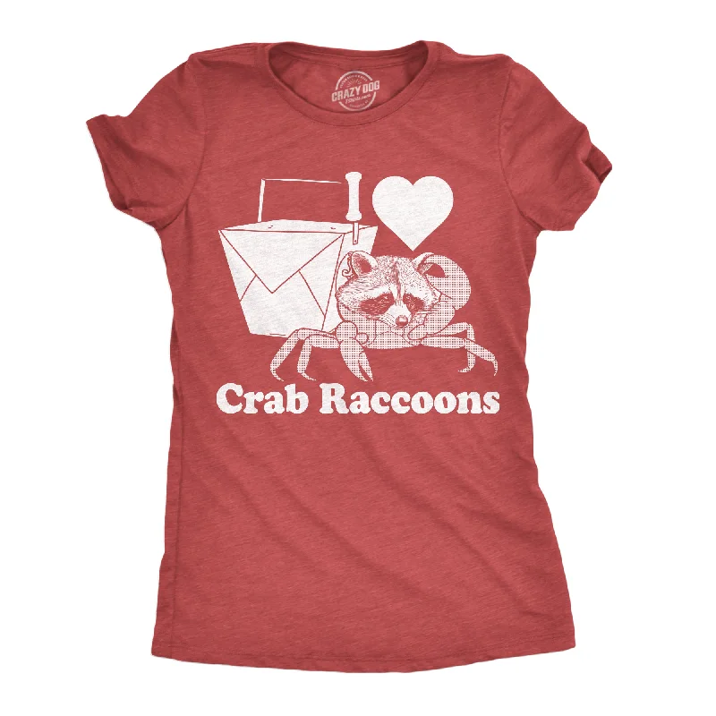 high-quality women’s tunic tops -Womens Funny T Shirts I Heart Crab Raccoons Sarcastic Animal Novelty Tee For Ladies