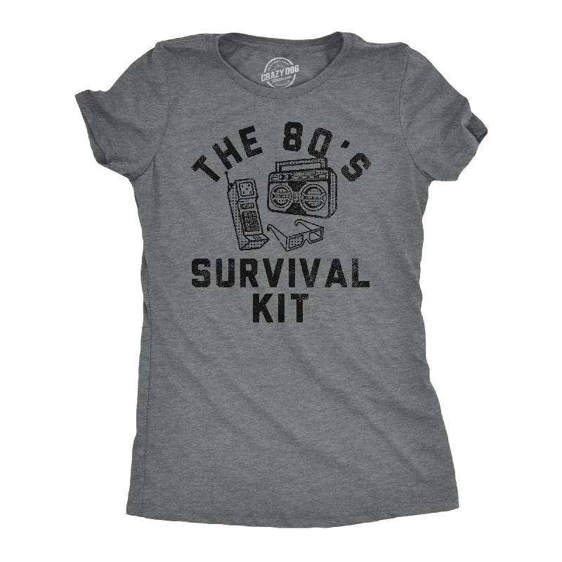 fashionable women’s blouses for work -Womens Funny T Shirts The 80s Survival Kit Sarcastic Retro Graphic Tee For Ladies