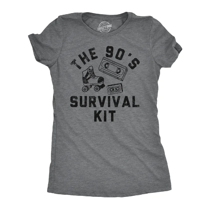 comfortable loungewear for women -Womens Funny T Shirts The 90s Survival Kit Sarcastic Retro Graphic Tee For Ladies