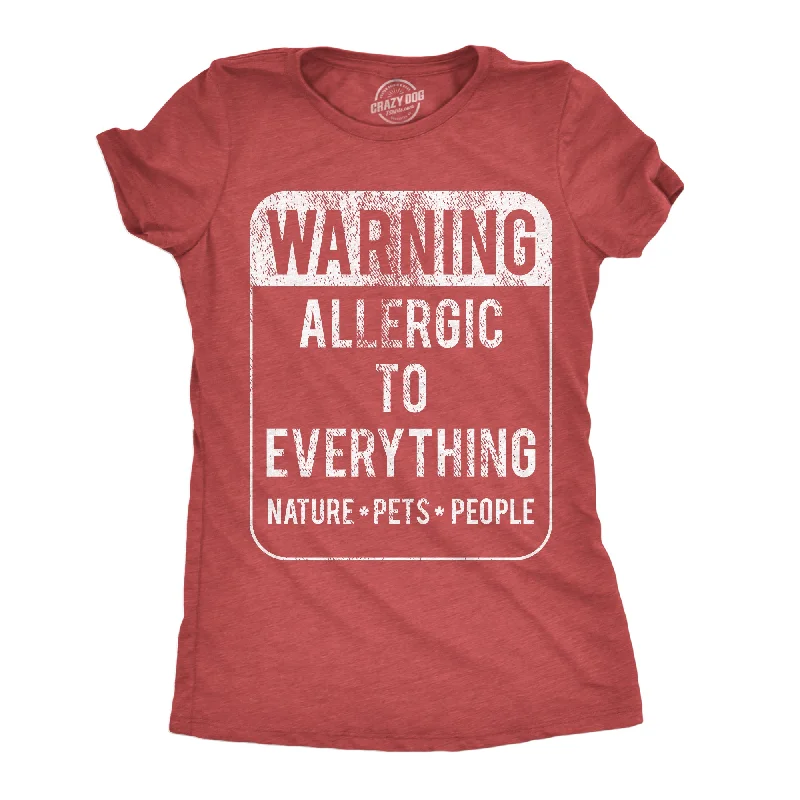 trendy women’s clothes for all seasons -Womens Funny T Shirts Warning Allergic To Everything Sarcastic Graphic Tee For Ladies