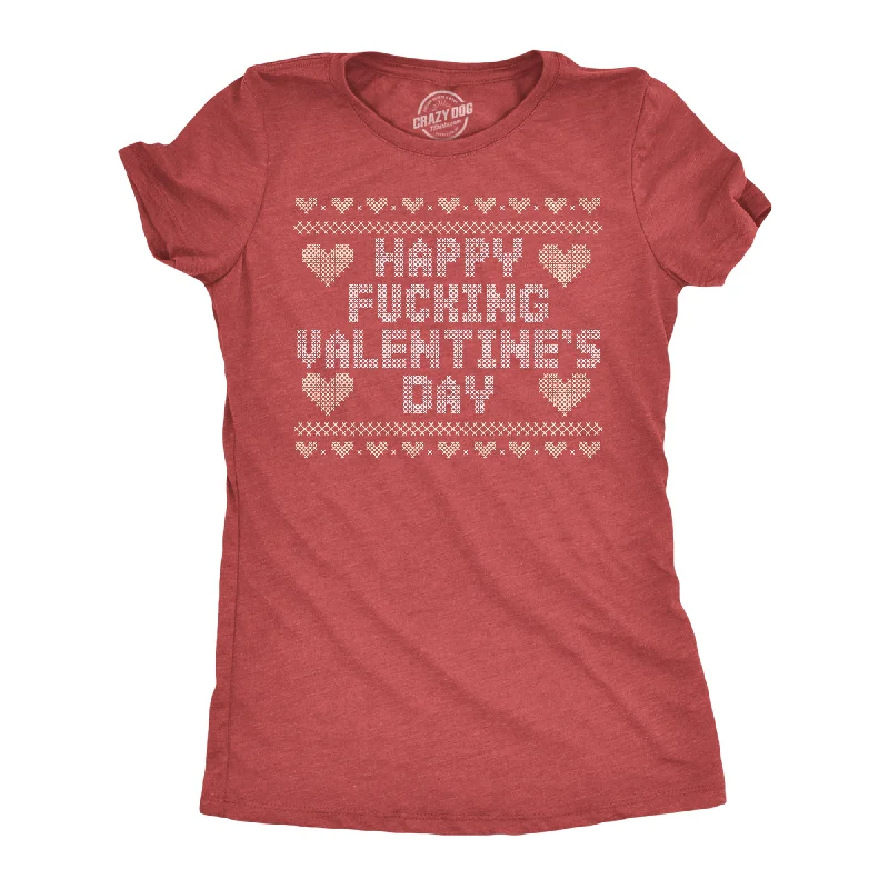 best women’s outfits for office wear -Womens Happy Fucking Valentines Day T Shirt Funny Swearing Valentine Gift Tee For Ladies