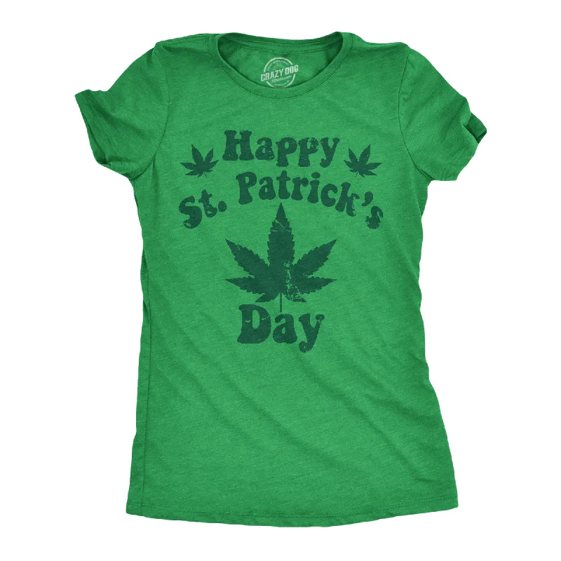 elegant women’s evening wear for parties -Womens Happy St Patricks Day Weed T Shirt Funny 420 Pot Saint Paddys Day Parade Lovers Tee For Ladies