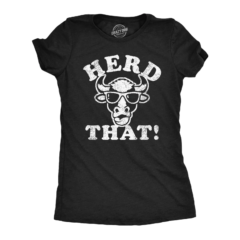 stylish pants for women’s casual wardrobe -Womens Herd That Funny T Shirt Sarcastic Cow Graphic Tee For Ladies