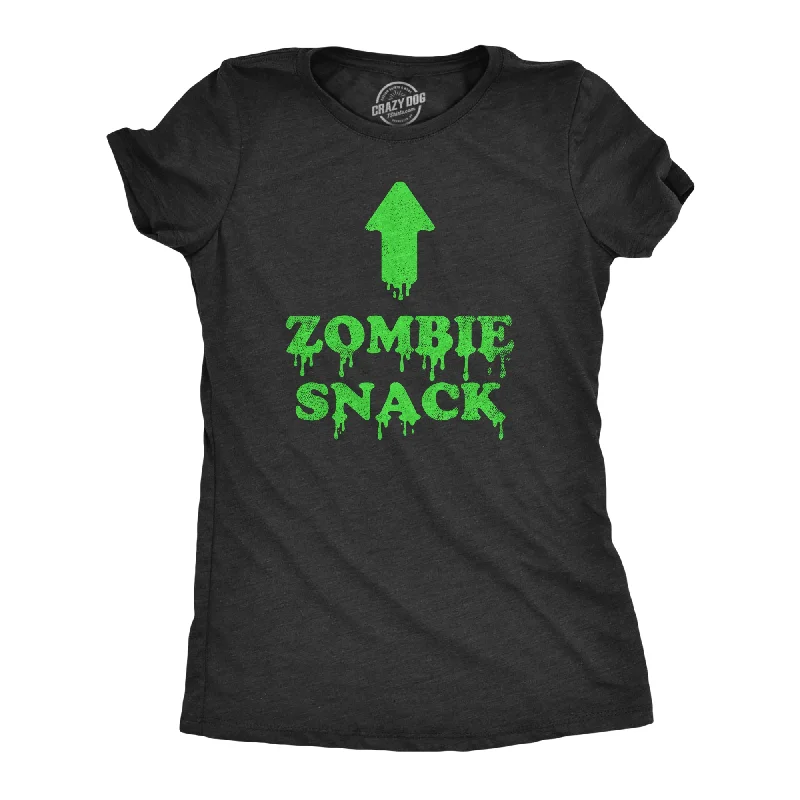 high-quality women’s jeans for everyday wear -Womens Zombie Snack T Shirt Funny Halloween Undead Eating Joke Tee For Ladies