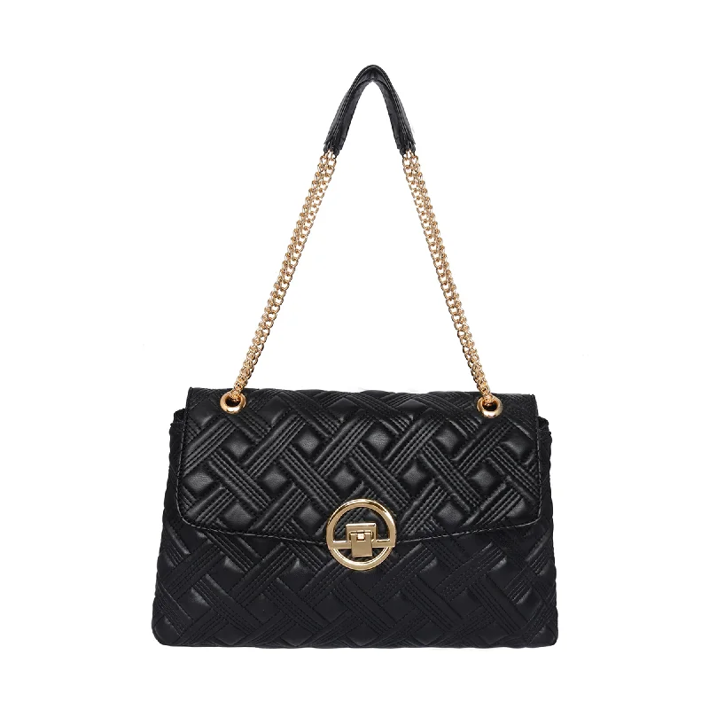 best women’s bags for gifts -Accessorize London Women's Oversized Black Ayda Quilted Adjustable Shoulder Sling Bag