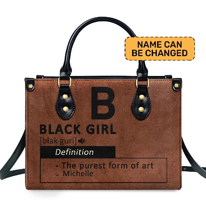 colorful leather handbags for women -Black Girl & Melanin - Personalized Leather Handbag MB29