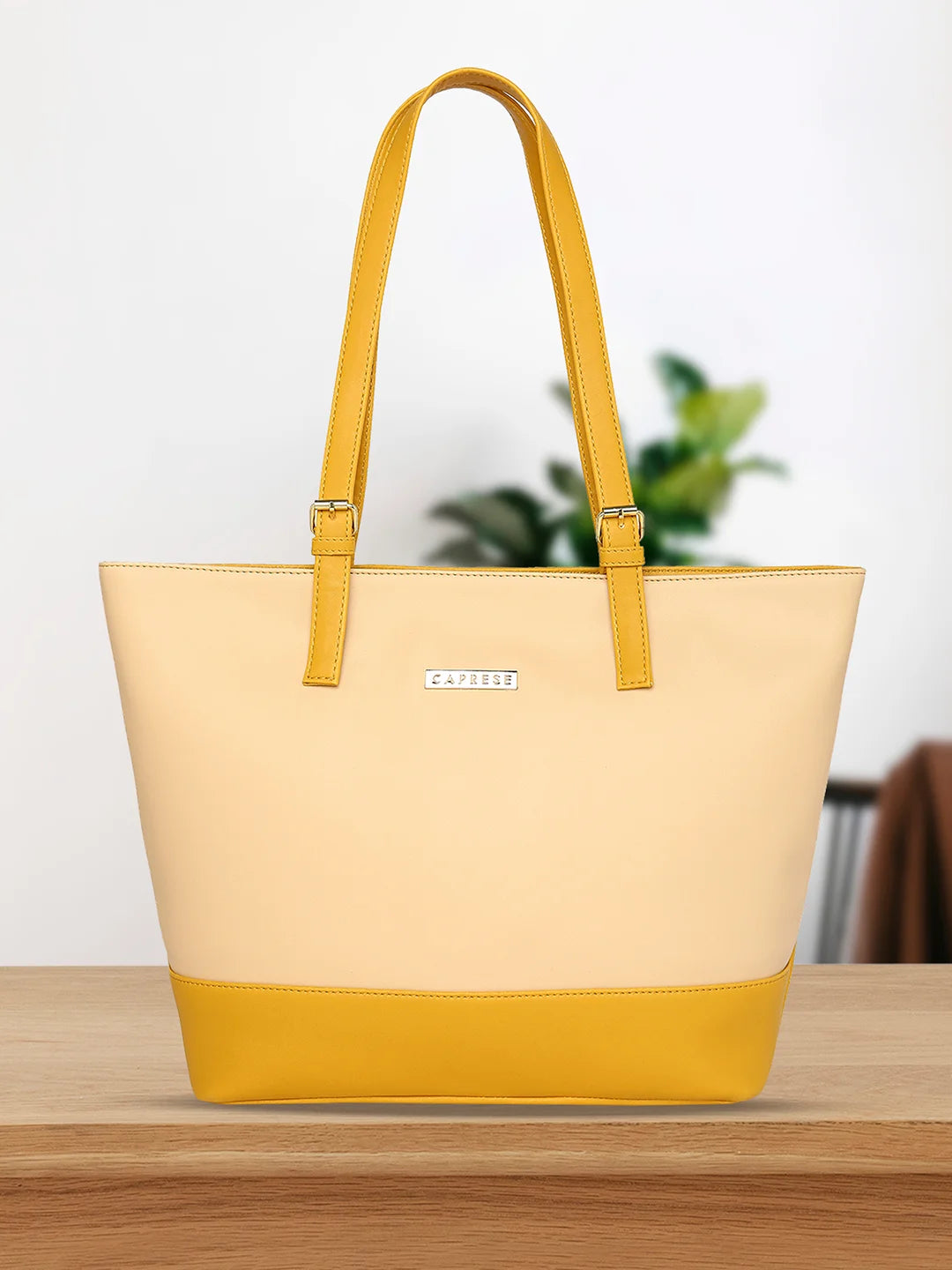 sporty women’s bags for the gym -Caprese Brickly Tote Medium Mustard Handbag