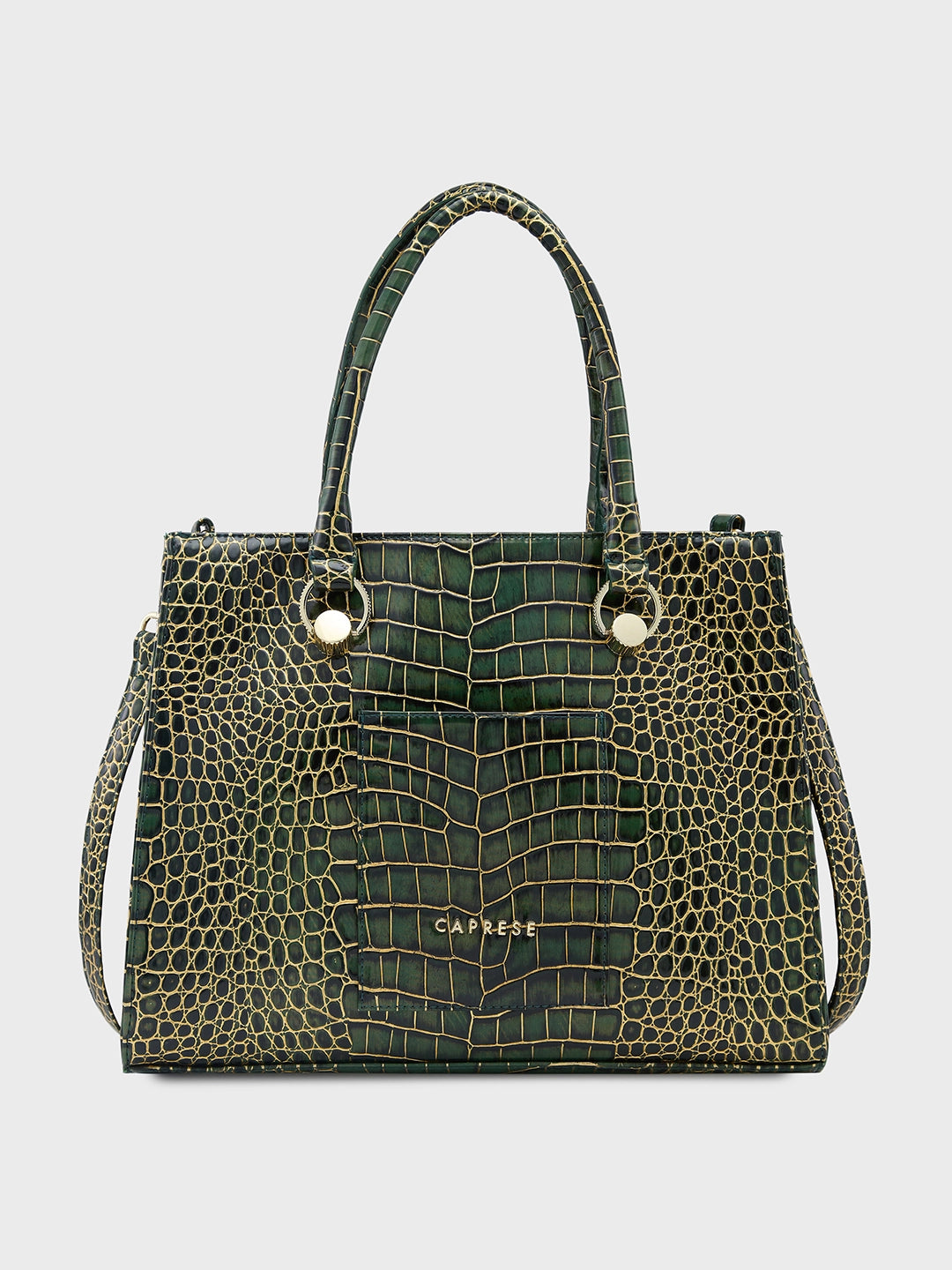 high-end handbags for professional women -Caprese Miranda Tote Medium Croco Womens Office Handbag Green