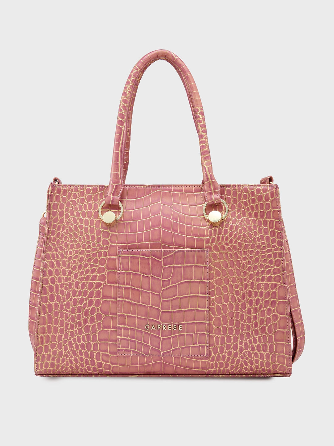 personalized women’s handbags -Caprese Miranda Tote Medium Croco Womens Office Handbag Pink