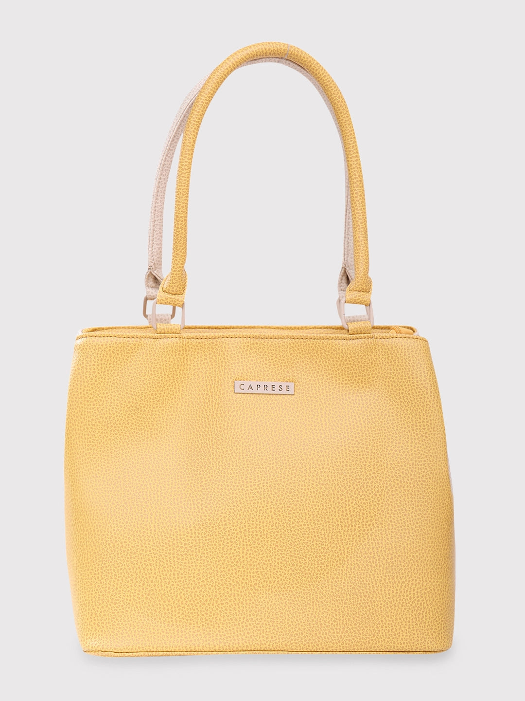 trendy small bags for women -Caprese Pebble Tote Medium Yellow Beige