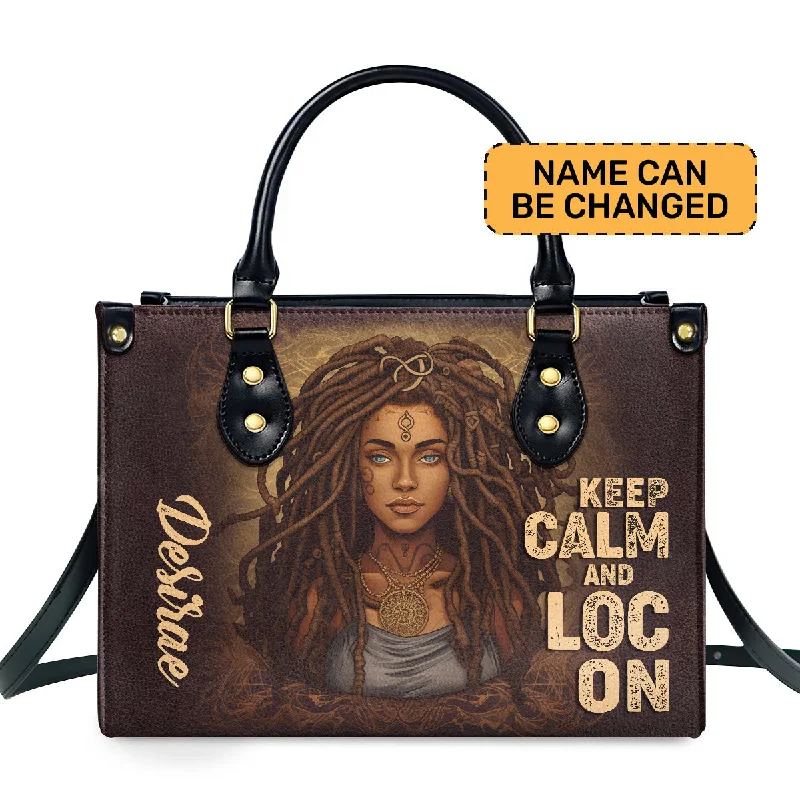 cute women’s backpacks for school -Keep Calm And Loc On - Personalized Leather Handbag STB34