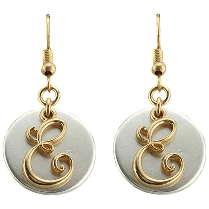 lightweight handbags for women -AE1759-ETT1   Gold Tone & Silver Tone 'E' Monogram Initial Disk Earrings