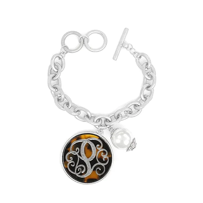 stylish women’s bags for formal events -AB9590-PWS Initial "P" Tortoise Shell Charm Bracelet