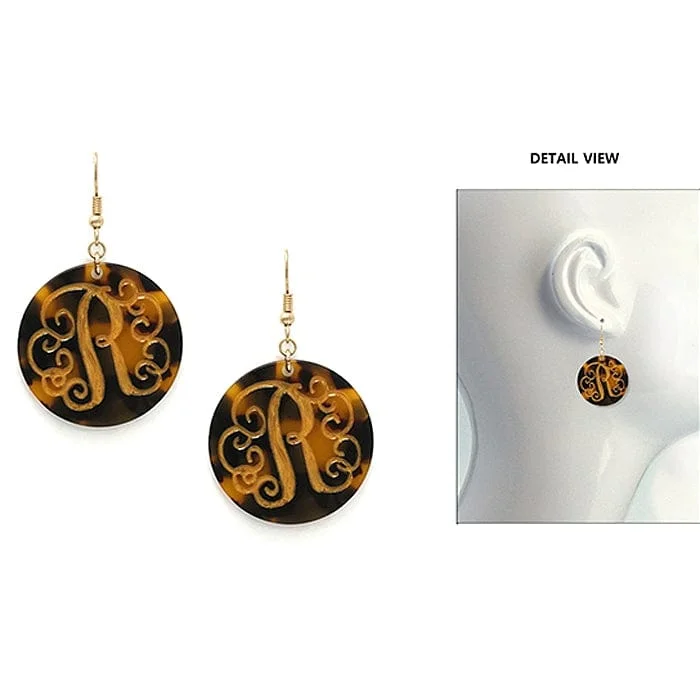 fashion-forward bags for women in 2025 -AE2543-RWG Initial "R" Tortoise Shell Disk Earrings