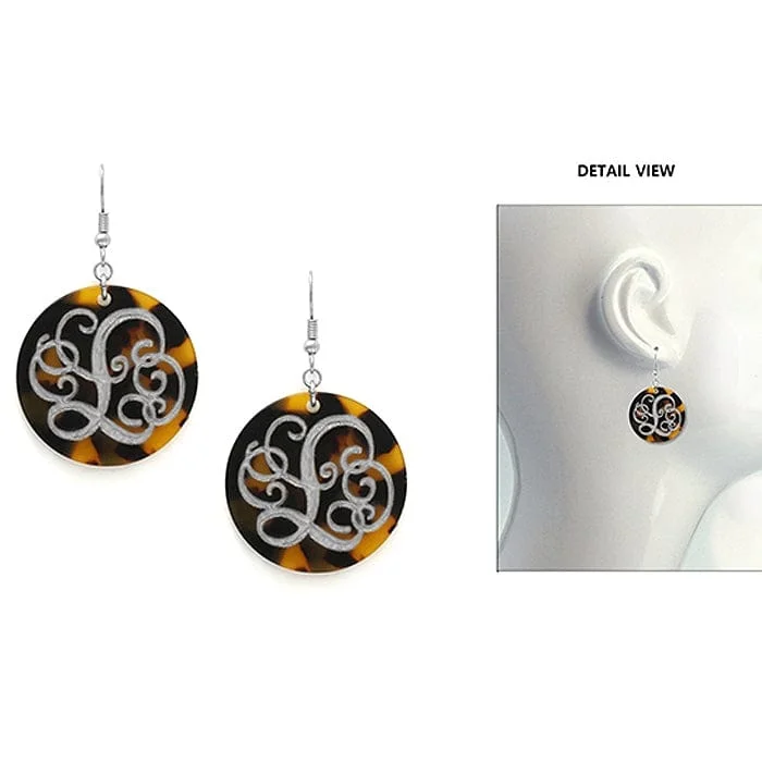 multi-functional women’s bags -AE2543-LWS Initial "L" Tortoise Shell Disk Earrings