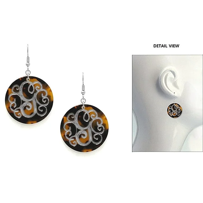 versatile handbags for women in 2025 -AE2543-GWS Initial "G" Tortoise Shell Disk Earrings