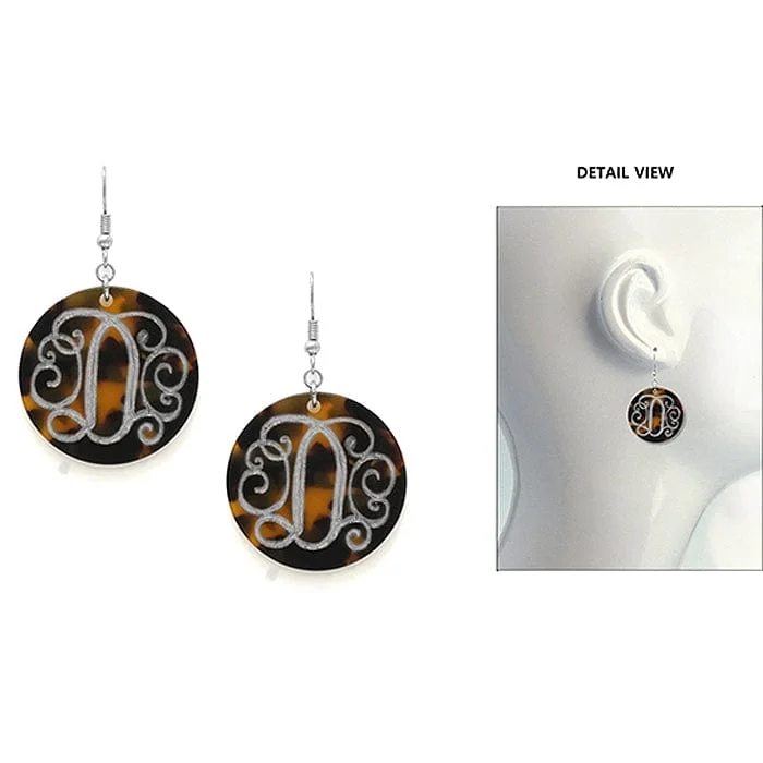 women’s work bags with compartments -AE2543-DWS Initial "D" Tortoise Shell Disk Earrings