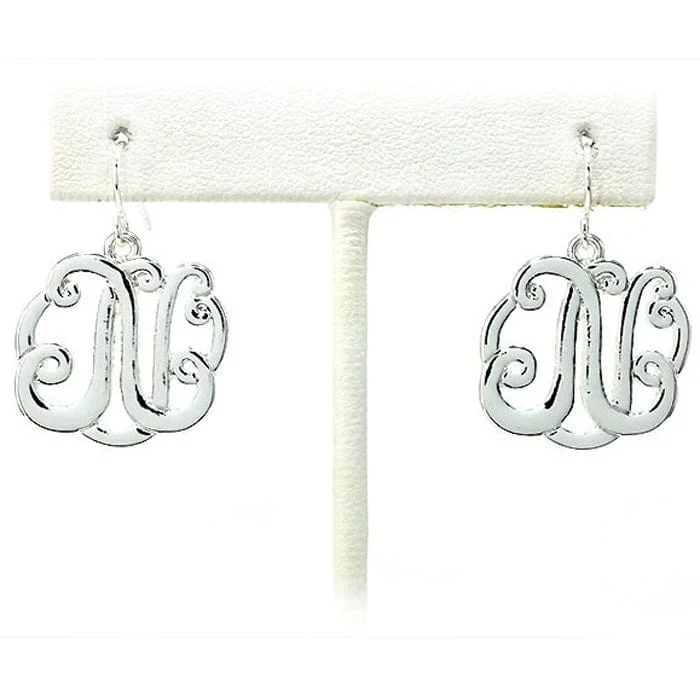 women’s bags with adjustable straps -OE1547SV "N" Single Initial Earrings