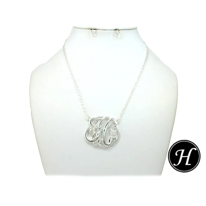 elegant evening bags for women -ON1005SV Initial "H" Silver Pendent Necklace