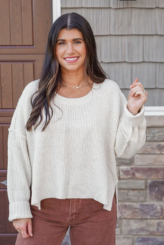 comfortable women’s athletic wear -Stylish Perfection Ivory Cropped Sweater