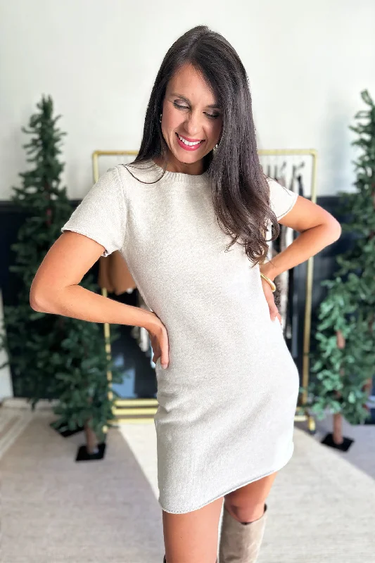 flattering women’s dresses for all body types -Soft SS Sweater Dress Oatmeal