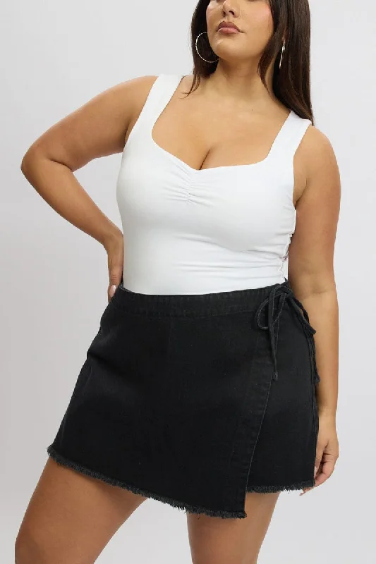 elegant dresses for women online -Black Skort Skirt High Rise