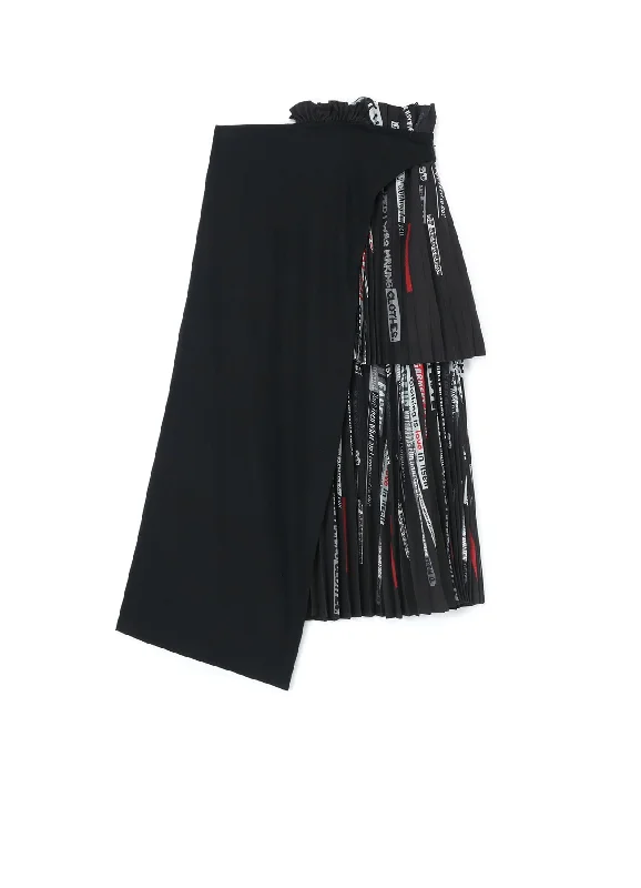 stylish pants for women’s casual wardrobe -KHADI COTTON + QUOTES PRINT ASYMMETRIC PLEATED SKIRT