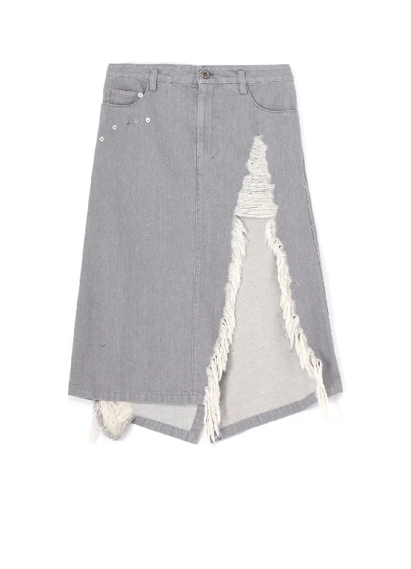 best women’s coats for winter style -RIPPED DENIM SLIT SKIRT