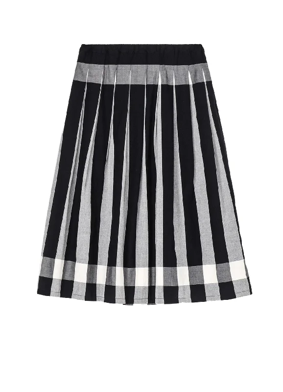 women’s elegant evening dresses online -COTTON PLAID STRIPE SKIRT