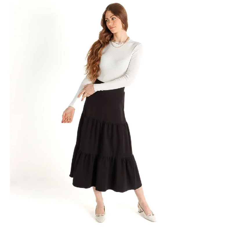 modern women’s jackets for casual outfits -Women's Elasticated Three-Tier Skirt