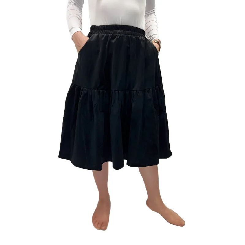 elegant women’s evening wear for parties -Women's Elasticated Velour Yoke Skirt